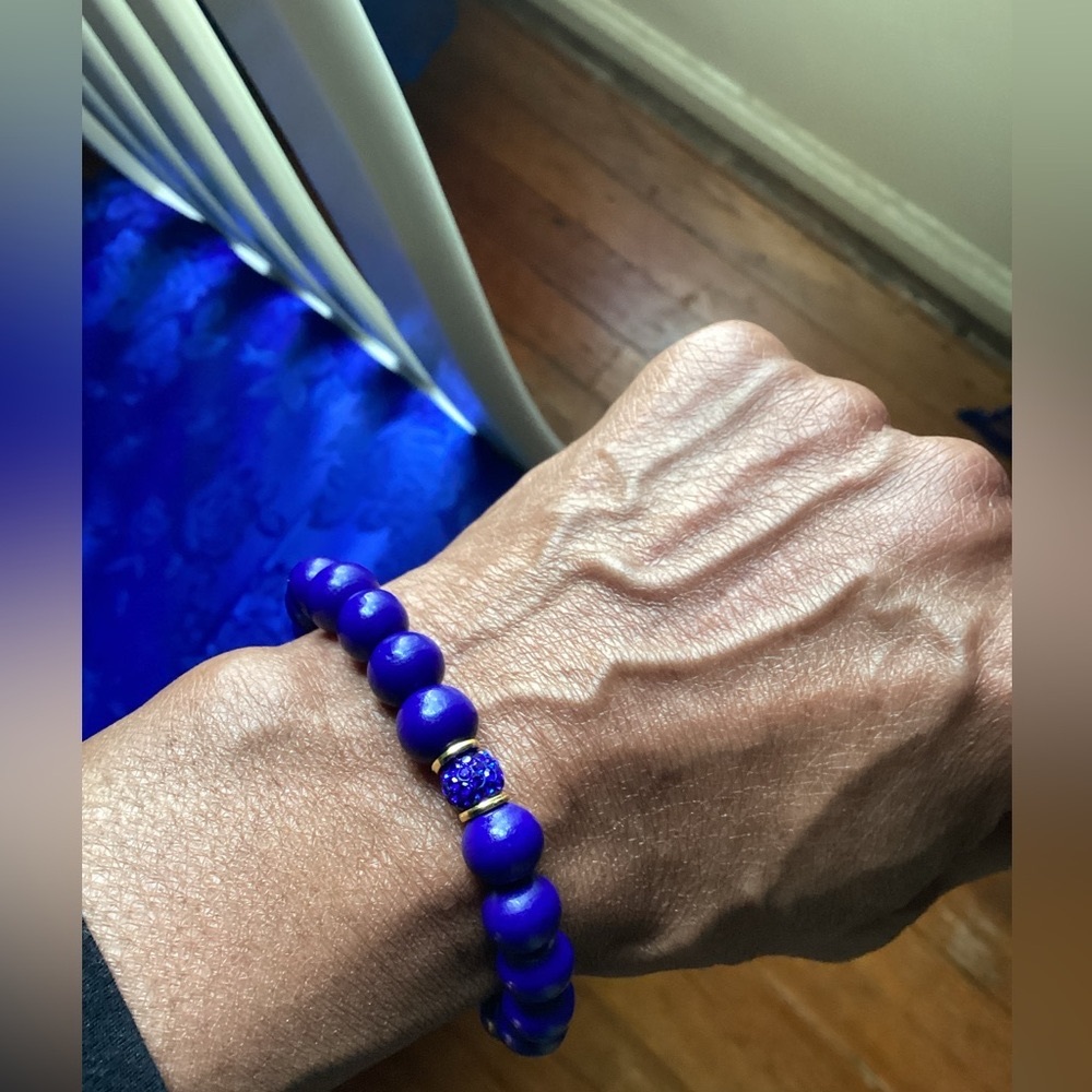 Men’s Blue Wood Pave Crystal Bracelet 💙